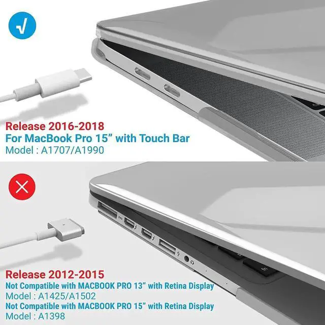 Alt view image 3 of 7 - Compatible with MacBook Pro 15 Inch Case 2019 2018 2017 2016 A1990 A1707, Hard Shell Case with Keyboard Cover & Type C Adapter for Mac Pro 15 Touch Bar Crystal Clear