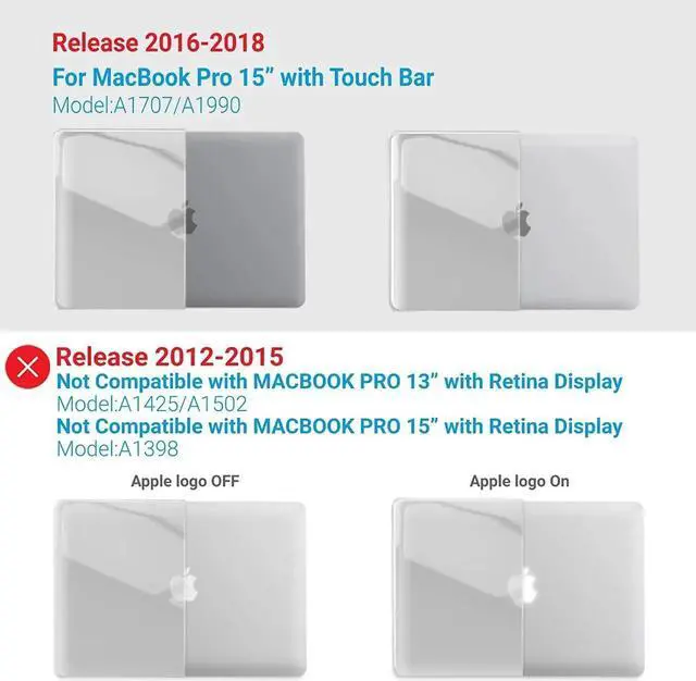 Alt view image 5 of 7 - Compatible with MacBook Pro 15 Inch Case 2019 2018 2017 2016 A1990 A1707, Hard Shell Case with Keyboard Cover & Type C Adapter for Mac Pro 15 Touch Bar Crystal Clear