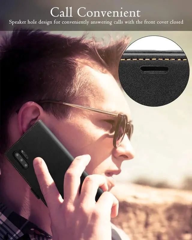 Alt view image 3 of 7 - Galaxy Note 10 Wallet Case Premium Leather Note 10 Folio Flip Case with Kickstand Card Holder Slots Shockproof Protective Cover for Samsung Galaxy Note 10 6.3 inch