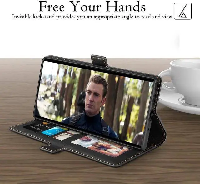 Alt view image 7 of 7 - Galaxy Note 10 Wallet Case Premium Leather Note 10 Folio Flip Case with Kickstand Card Holder Slots Shockproof Protective Cover for Samsung Galaxy Note 10 6.3 inch