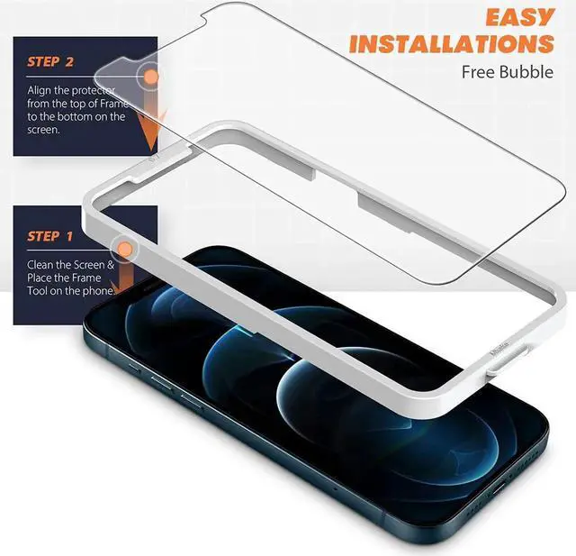 Alt view image 6 of 7 - [3 Pack] Screen Protector for iPhone 12 Pro Max 5G 6.7 inch Tempered Glass Film [Easy Installation Kit] Full Protection Durable, HD Clear, Scratch-Resistant