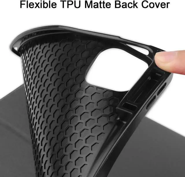 Alt view image 7 of 7 - iPad Pro 12.9 inch Case 2021 5th Generation with Pencil Holder, Slim Lightweight Trifold Stand Cover -- Pencil Charging + Auto Sleep/Wake -- Soft TPU Back Cover for New iPad Pro 12.9 2021