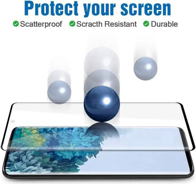 Alt view image 3 of 7 - 2 Pack Galaxy S20+ 6.7" Screen Protector Tempered Glass 9H Hardness 3D Curved Full Coverage HD Protetive Film Fingerprint Compatible for Samsung Galaxy S20+ / S20 Plus