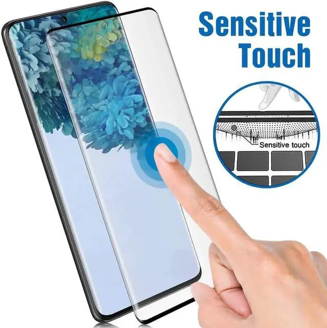 Alt view image 6 of 7 - 2 Pack Galaxy S20+ 6.7" Screen Protector Tempered Glass 9H Hardness 3D Curved Full Coverage HD Protetive Film Fingerprint Compatible for Samsung Galaxy S20+ / S20 Plus