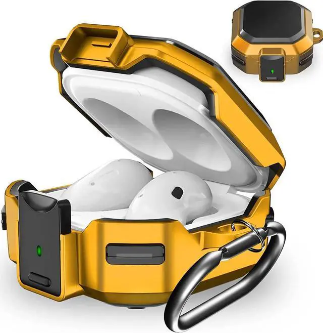 Main image of Armor Case Cover with Secure Lock for Samsung Galaxy Buds 2 Pro Case 2022 /Galaxy Buds Pro Case 2021 /Galaxy Buds 2 Case 2021 /Galaxy Buds Live Case 2020 with Keychain Yellow