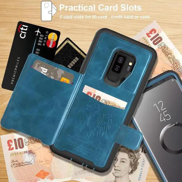 Alt view image 6 of 6 - Galaxy S9 Plus Wallet Case Samsung S9 Plus Wallet Case with Card Holder Slots Shockproof Protective Case for Samsung Galaxy S9 Plus 6.2 inch (2018) Blue