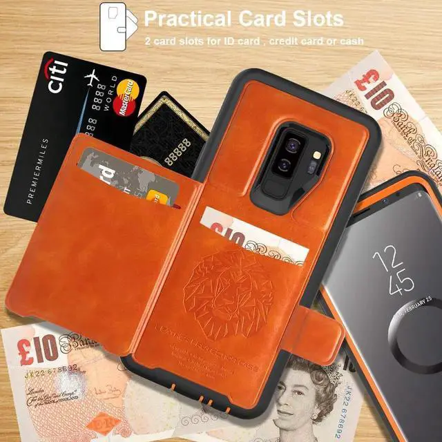 Alt view image 2 of 7 - Galaxy S9 Plus Wallet Case Samsung S9 Plus Wallet Case with Card Holder Slots Shockproof Protective Case for Samsung Galaxy S9 Plus 6.2 inch (2018) Orange