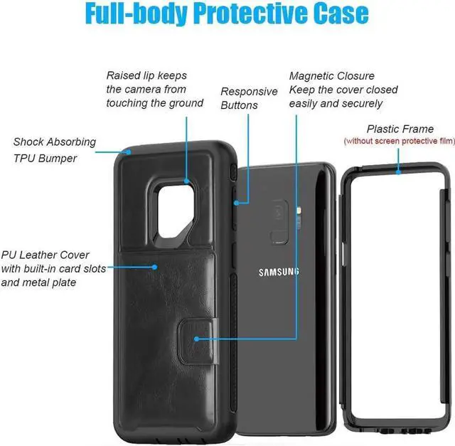 Alt view image 2 of 7 - Galaxy S9 Wallet Case Samsung S9 Wallet Case with Card Holder Slots Shockproof Protective Case for Samsung Galaxy S9 5.8 inch (2018)