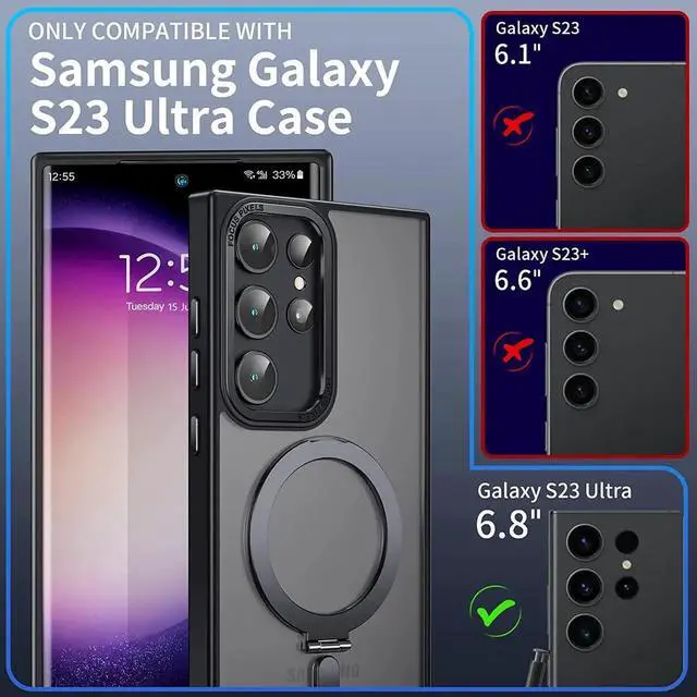 Alt view image 2 of 7 - For Samsung Galaxy S23 Ultra Case with Magnetic Invisible Stand [Compatible with Mag Safe] Shockproof Slim Translucent Matte Cases for Samsung Galaxy S23 Ultra 6.8 inch