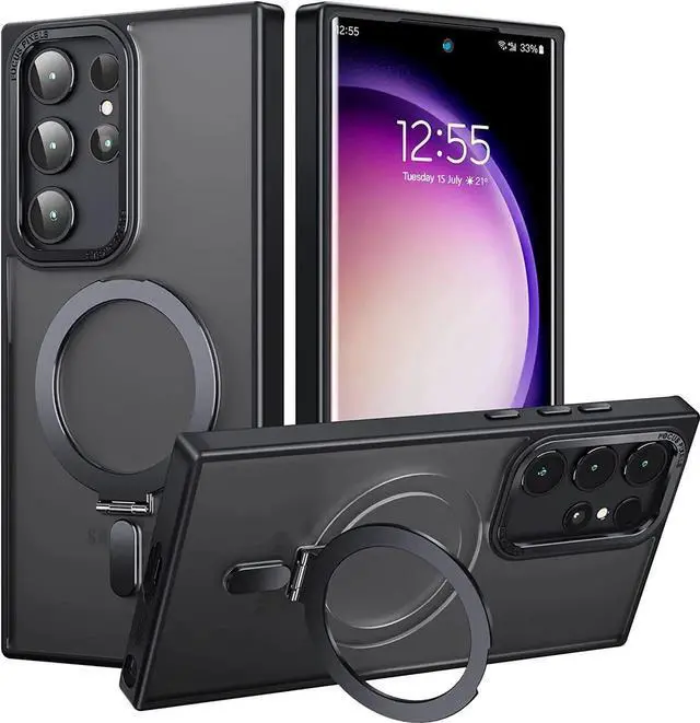 Main image of For Samsung Galaxy S23 Ultra Case with Magnetic Invisible Stand [Compatible with Mag Safe] Shockproof Slim Translucent Matte Cases for Samsung Galaxy S23 Ultra 6.8 inch