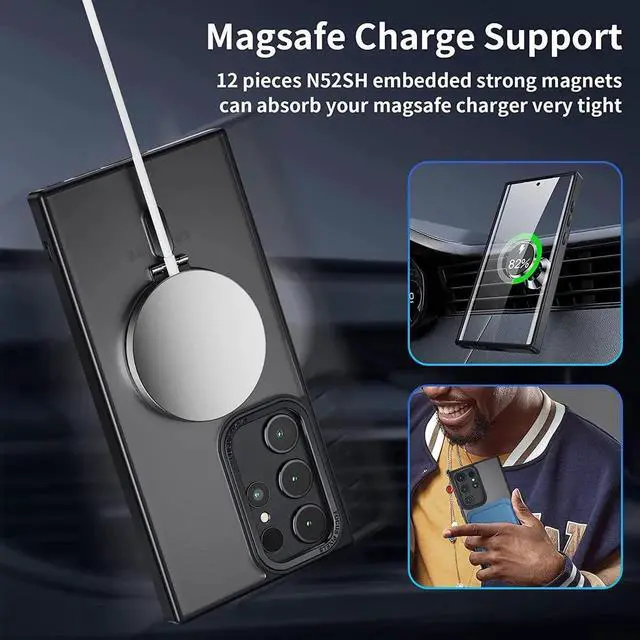 Alt view image 4 of 7 - For Samsung Galaxy S23 Ultra Case with Magnetic Invisible Stand [Compatible with Mag Safe] Shockproof Slim Translucent Matte Cases for Samsung Galaxy S23 Ultra 6.8 inch