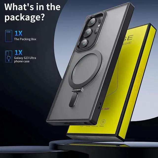 Alt view image 3 of 7 - For Samsung Galaxy S23 Ultra Case with Magnetic Invisible Stand [Compatible with Mag Safe] Shockproof Slim Translucent Matte Cases for Samsung Galaxy S23 Ultra 6.8 inch