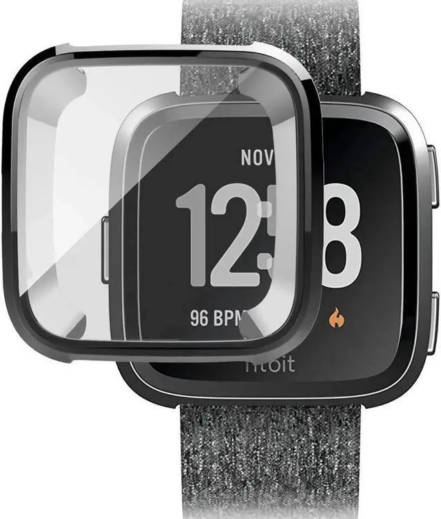 Alt view image 7 of 7 - 2 Pack Screen Protector Case for Fitbit Versa Soft TPU Slim Fit Full Cover Screen Protector Case for Fitbit Versa Smartwatch Bands Accessories