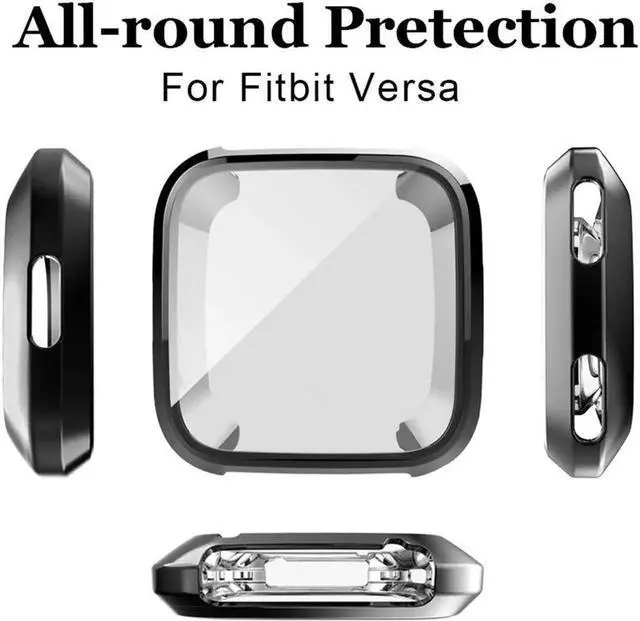Alt view image 6 of 7 - 2 Pack Screen Protector Case for Fitbit Versa Soft TPU Slim Fit Full Cover Screen Protector Case for Fitbit Versa Smartwatch Bands Accessories