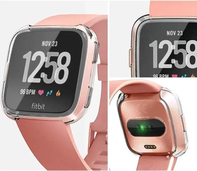 Alt view image 5 of 7 - 2 Pack Screen Protector Case for Fitbit Versa Soft TPU Slim Fit Full Cover Screen Protector Case for Fitbit Versa Smartwatch Bands Accessories