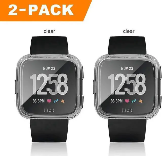 Alt view image 7 of 7 - 2 Pack Screen Protector Case for Fitbit Versa Soft TPU Slim Fit Full Cover Screen Protector Case for Fitbit Versa Smartwatch Bands Accessories