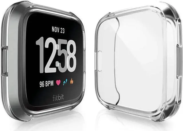 Alt view image 2 of 7 - 2 Pack Screen Protector Case for Fitbit Versa Soft TPU Slim Fit Full Cover Screen Protector Case for Fitbit Versa Smartwatch Bands Accessories