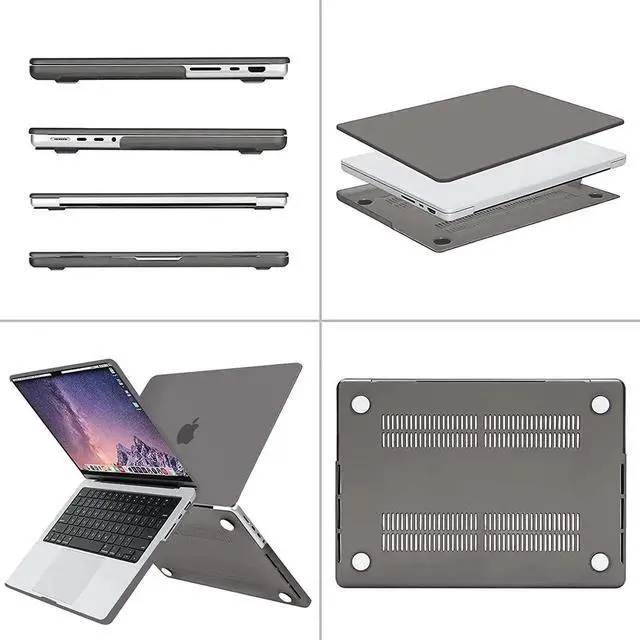 Alt view image 4 of 7 - MacBook Pro 14 inch Case 2023 2022 2021 Release M2 A2779 A2442 M1 Pro/Max Chip with Touch ID, Hard Case Shell Cover and Keyboard Skin Cover Gray