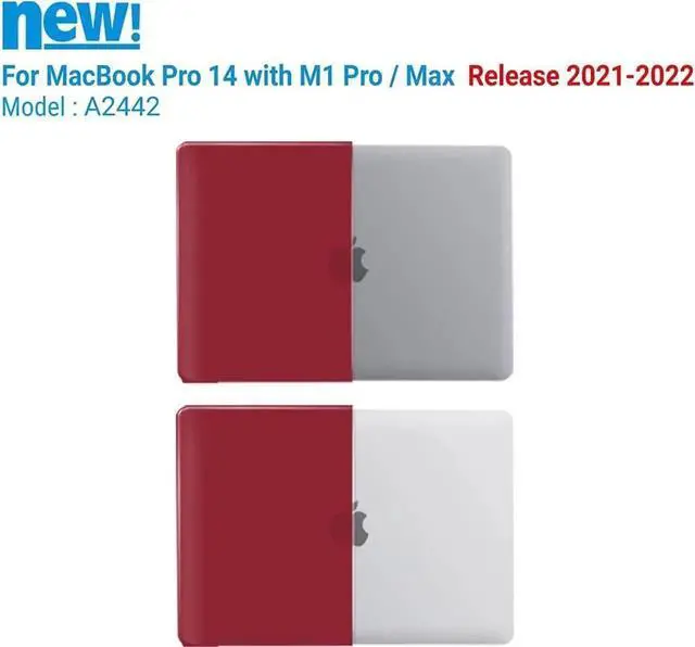 Alt view image 3 of 7 - MacBook Pro 14 inch Case 2023 2022 2021 Release M2 A2779 A2442 M1 Pro/Max Chip with Touch ID, Hard Case Shell Cover and Keyboard Skin Cover Wine Red
