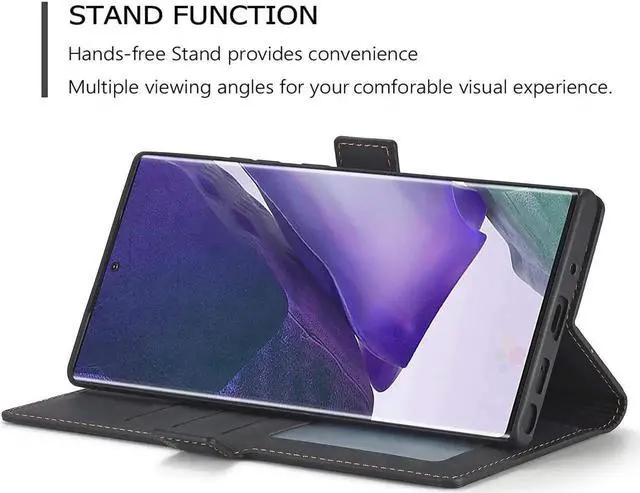 Alt view image 4 of 6 - Samsung Galaxy Note 20 Ultra 5G Case, Premium PU Leather Cover TPU Bumper with Card Holder Kickstand Hidden Magnetic Shockproof Flip Wallet Case for Samsung Galaxy Note 20 Ultra 5G