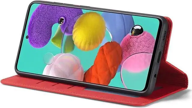 Alt view image 4 of 7 - Samsung Galaxy A51 5G Case, Premium PU Leather Cover TPU Bumper with Card Holder Kickstand Hidden Magnetic Shockproof Flip Wallet Case for Samsung Galaxy A51 6.5 inch Phone 5G Version