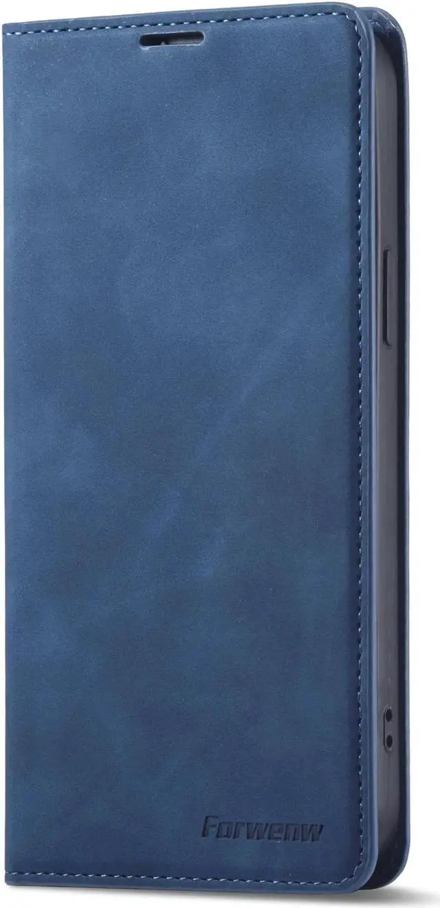 Alt view image 5 of 7 - Case for iPhone 14 Plus 6.7 inch Premium PU Leather Cover with Card Holder Kickstand Shockproof Flip Wallet Cover Blue