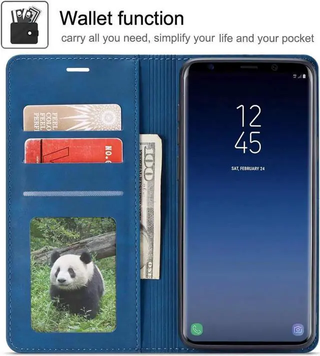 Alt view image 6 of 7 - Case for Samsung Galaxy S20 Plus / S20+ Case Premium PU Leather Cover TPU Bumper with Card Holder Kickstand Hidden Magnetic Adsorption Shockproof Flip Wallet Cover for Galaxy S20 Plus Blue