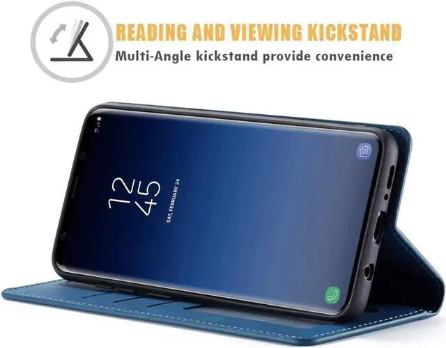 Alt view image 3 of 7 - Case for Samsung Galaxy S20 Plus / S20+ Case Premium PU Leather Cover TPU Bumper with Card Holder Kickstand Hidden Magnetic Adsorption Shockproof Flip Wallet Cover for Galaxy S20 Plus Blue