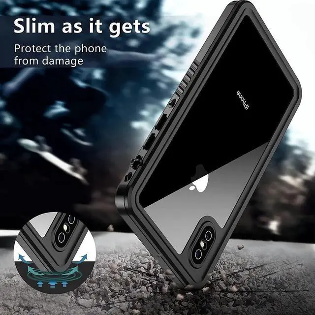 Alt view image 2 of 7 - For iPhone Xs Max Waterproof Case, Built-in Screen Protector Full-Body Clear Back Cover Heavy Duty Shockproof Case for iPhone Xs Max 6.5 inch