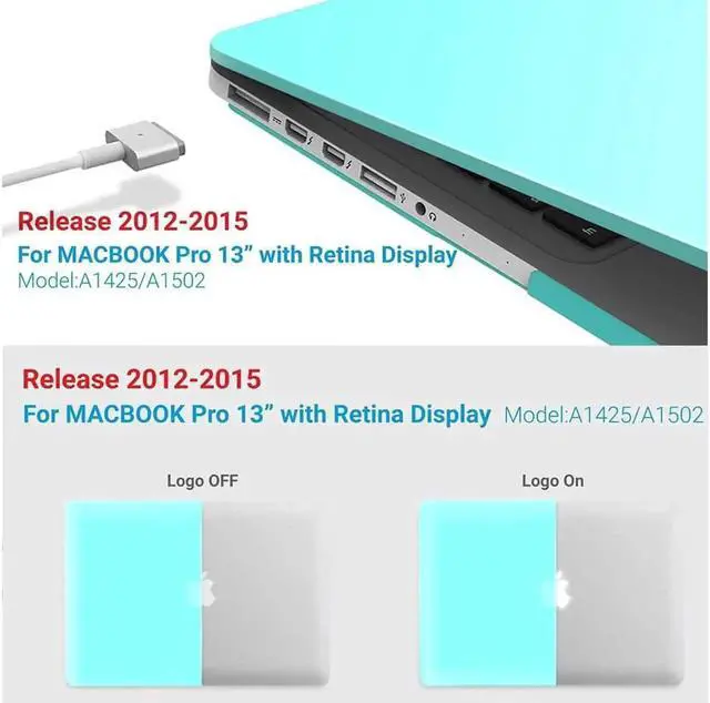 Alt view image 3 of 7 - Compatible with MacBook Pro 13 Inch Retina Case Model A1502 A1425 (Older Version Release 2015 - end 2012), Plastic Hard Shell Case with Keyboard Cover Blue