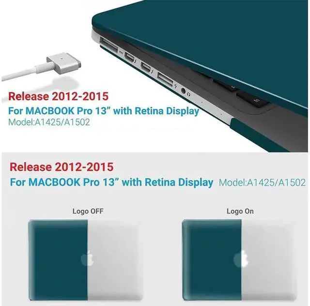 Alt view image 5 of 7 - Compatible with MacBook Pro 13 Inch Retina Case Model A1502 A1425 (Older Version Release 2015 - end 2012), Plastic Hard Shell Case with Keyboard Cover Dark Green