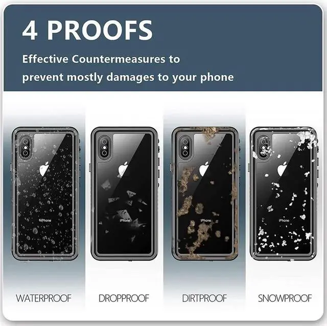 Alt view image 7 of 7 - For iPhone Xs Max Waterproof Case, Built-in Screen Protector Full-Body Clear Back Cover Heavy Duty Shockproof Case for iPhone Xs Max 6.5 inch