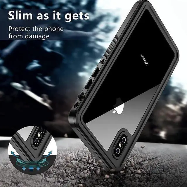 Alt view image 2 of 7 - For iPhone Xs Max Waterproof Case, Built-in Screen Protector Full-Body Clear Back Cover Heavy Duty Shockproof Case for iPhone Xs Max 6.5 inch