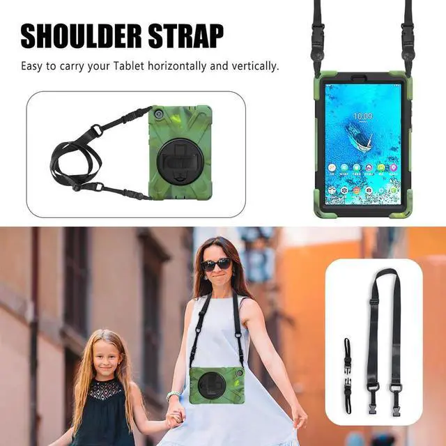 Alt view image 4 of 7 - Lenovo Tab M8 Case Heavy Duty Rugged Shockproof Hard Cover with Carrying Shoulder Strap, Handle Hand Strap, Built-in Kickstand for Lenovo Tab M8 8.0 Inch HD Tablet TB-8505F TB-8505X