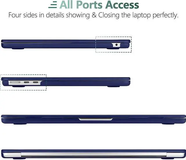 Alt view image 3 of 7 - For MacBook Air 15 inch Case 2023 Release A2941 M2 Chip with Liquid Retina Display Touch ID,Ultra Thin Laptop Plastic Hard Shell Case with Keyboard Skin & Type C Adapter 1 Pack Navy Blue