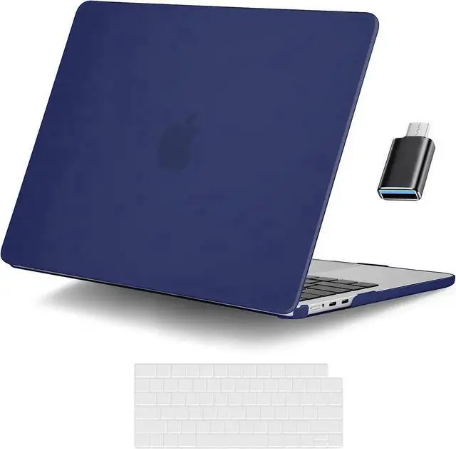 Main image of For MacBook Air 15 inch Case 2023 Release A2941 M2 Chip with Liquid Retina Display Touch ID,Ultra Thin Laptop Plastic Hard Shell Case with Keyboard Skin & Type C Adapter 1 Pack Navy Blue