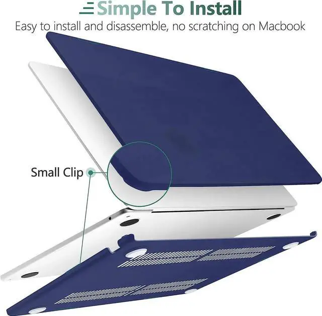 Alt view image 2 of 7 - For MacBook Air 15 inch Case 2023 Release A2941 M2 Chip with Liquid Retina Display Touch ID,Ultra Thin Laptop Plastic Hard Shell Case with Keyboard Skin & Type C Adapter 1 Pack Navy Blue