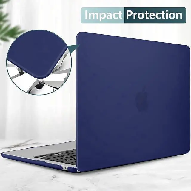 Alt view image 5 of 7 - For MacBook Air 15 inch Case 2023 Release A2941 M2 Chip with Liquid Retina Display Touch ID,Ultra Thin Laptop Plastic Hard Shell Case with Keyboard Skin & Type C Adapter 1 Pack Navy Blue