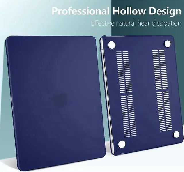 Alt view image 4 of 7 - For MacBook Air 15 inch Case 2023 Release A2941 M2 Chip with Liquid Retina Display Touch ID,Ultra Thin Laptop Plastic Hard Shell Case with Keyboard Skin & Type C Adapter 1 Pack Navy Blue