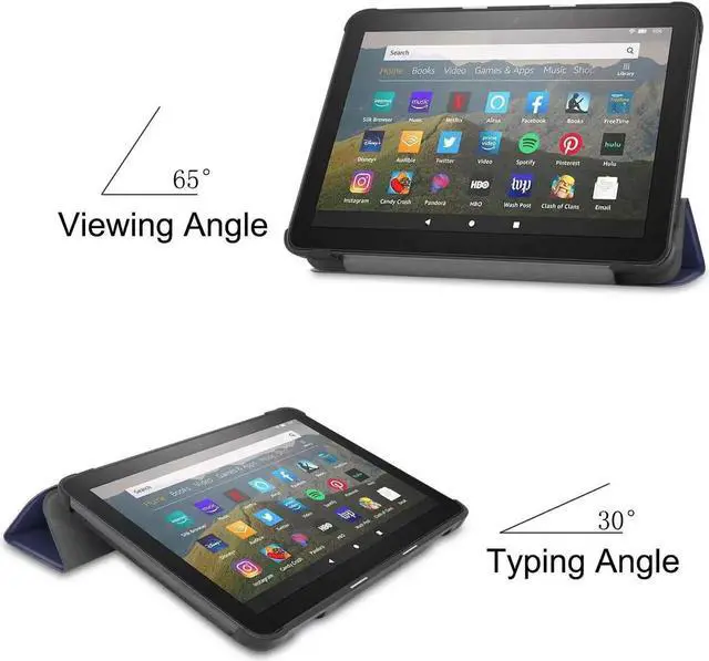 Alt view image 7 of 7 - Case for All-new Fire HD 8 Plus 2020 / Fire HD 8 2020 PU Leather Ultra Slim Case Tri-Fold Cover Protective Tablet Cover for Amazon Fire HD 8 Plus / Fire HD 8 2020 Release