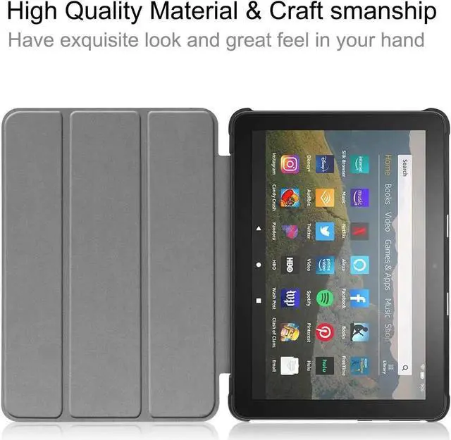 Alt view image 3 of 7 - Case for All-new Fire HD 8 Plus 2020 / Fire HD 8 2020 PU Leather Ultra Slim Case Tri-Fold Cover Protective Tablet Cover for Amazon Fire HD 8 Plus / Fire HD 8 2020 Release