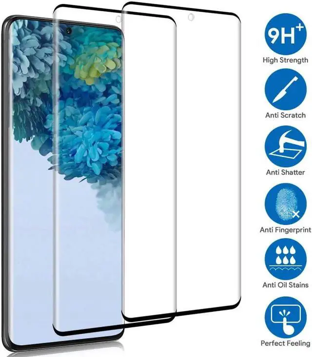 Alt view image 4 of 7 - 2 Pack Galaxy S20 6.2" Screen Protector Tempered Glass 9H Hardness 3D Curved Full Coverage HD Protetive Film Fingerprint Compatible for Samsung Galaxy S20