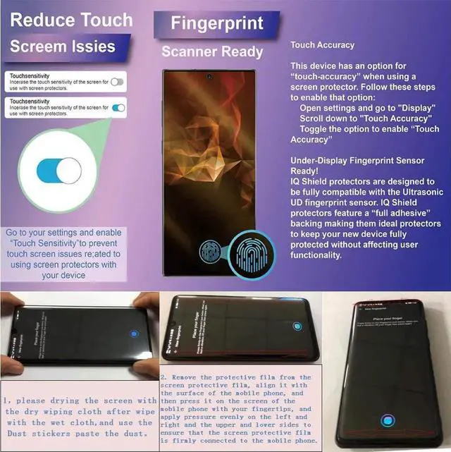 Alt view image 6 of 7 - 2 Pack Galaxy S20 6.2" Screen Protector Tempered Glass 9H Hardness 3D Curved Full Coverage HD Protetive Film Fingerprint Compatible for Samsung Galaxy S20