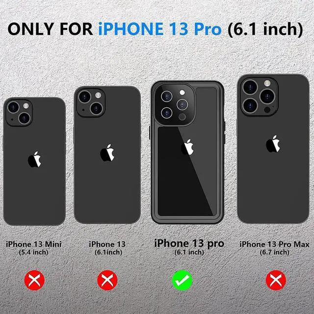 Alt view image 4 of 7 - for iPhone 13 Pro Case Waterproof, Built in Screen Protector 360° Full Body Heavy Duty Protective Shockproof Dustproof IP68 Underwater Case for iPhone 13 Pro 6.1 inch 2021