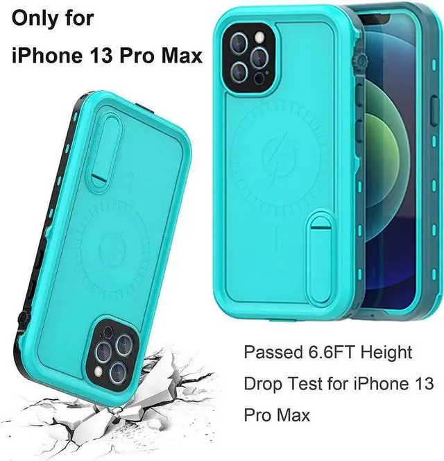 Alt view image 3 of 7 - Waterproof Case for iPhone 13 Pro Max with Mag-Safe Charging, Built-in Screen Protector and Kickstand, Magnetic Heavy Duty Shockproof for Apple iPhone 13 Pro Max 5G Blue