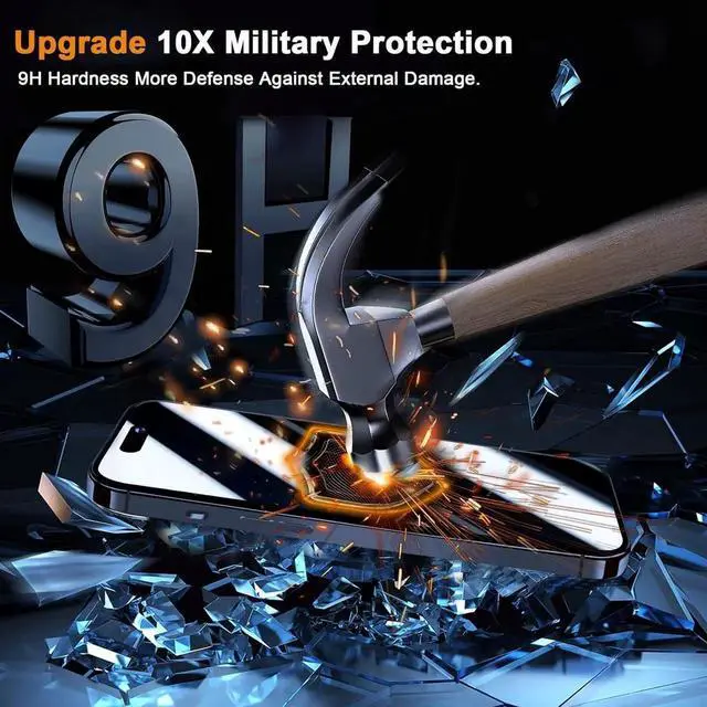 Alt view image 6 of 7 - [3+3 Pack] iPhone 15 Pro Max 6.7 Inch Screen Protector with Camera Lens Protector, 9H Shatterproof Tempered Glass Film with Easy Installation Frame, HD Clear Sensitive Full Coverage