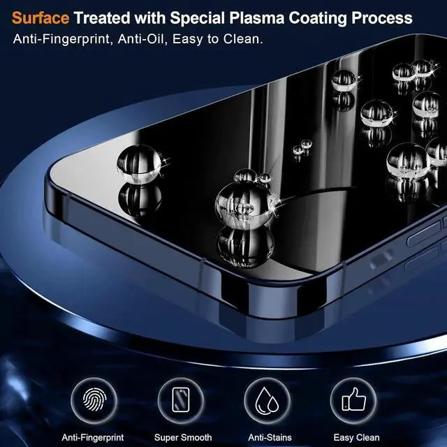 Alt view image 3 of 7 - [3+3 Pack] iPhone 15 Pro Max 6.7 Inch Screen Protector with Camera Lens Protector, 9H Shatterproof Tempered Glass Film with Easy Installation Frame, HD Clear Sensitive Full Coverage