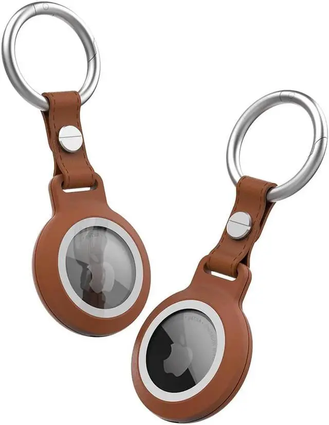 Main image of IP68 Waterproof AirTag Keychain Holder Case, Lightweight, Anti-Scratch, Easy Installation,Soft Full-Body Shockproof Air Tag Holder for Luggage,Keys, Dog Collar Brown