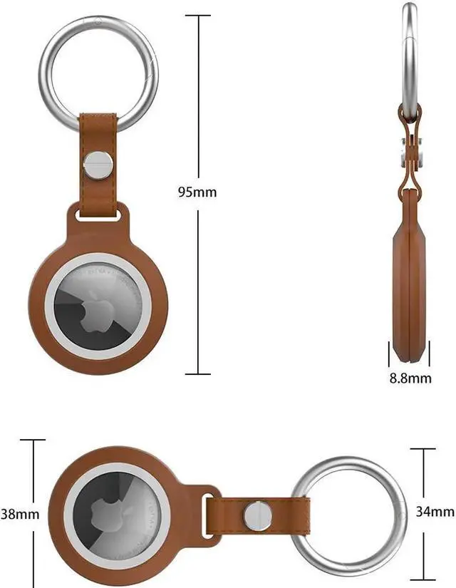 Alt view image 4 of 7 - IP68 Waterproof AirTag Keychain Holder Case, Lightweight, Anti-Scratch, Easy Installation,Soft Full-Body Shockproof Air Tag Holder for Luggage,Keys, Dog Collar Brown
