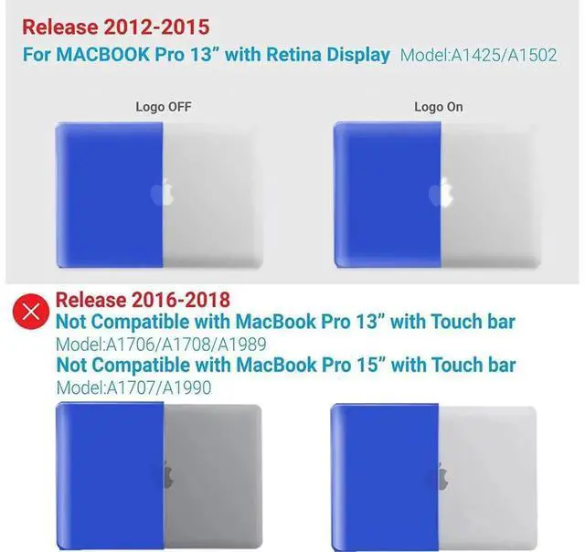 Alt view image 2 of 7 - Compatible with MacBook Pro 13 Inch Case 2015 2014 2013 end 2012 Model A1502 A1425, Hard Shell Case with Keyboard Cover for Old Version Apple Mac Pro Retina 13 Matte Transparent Blue